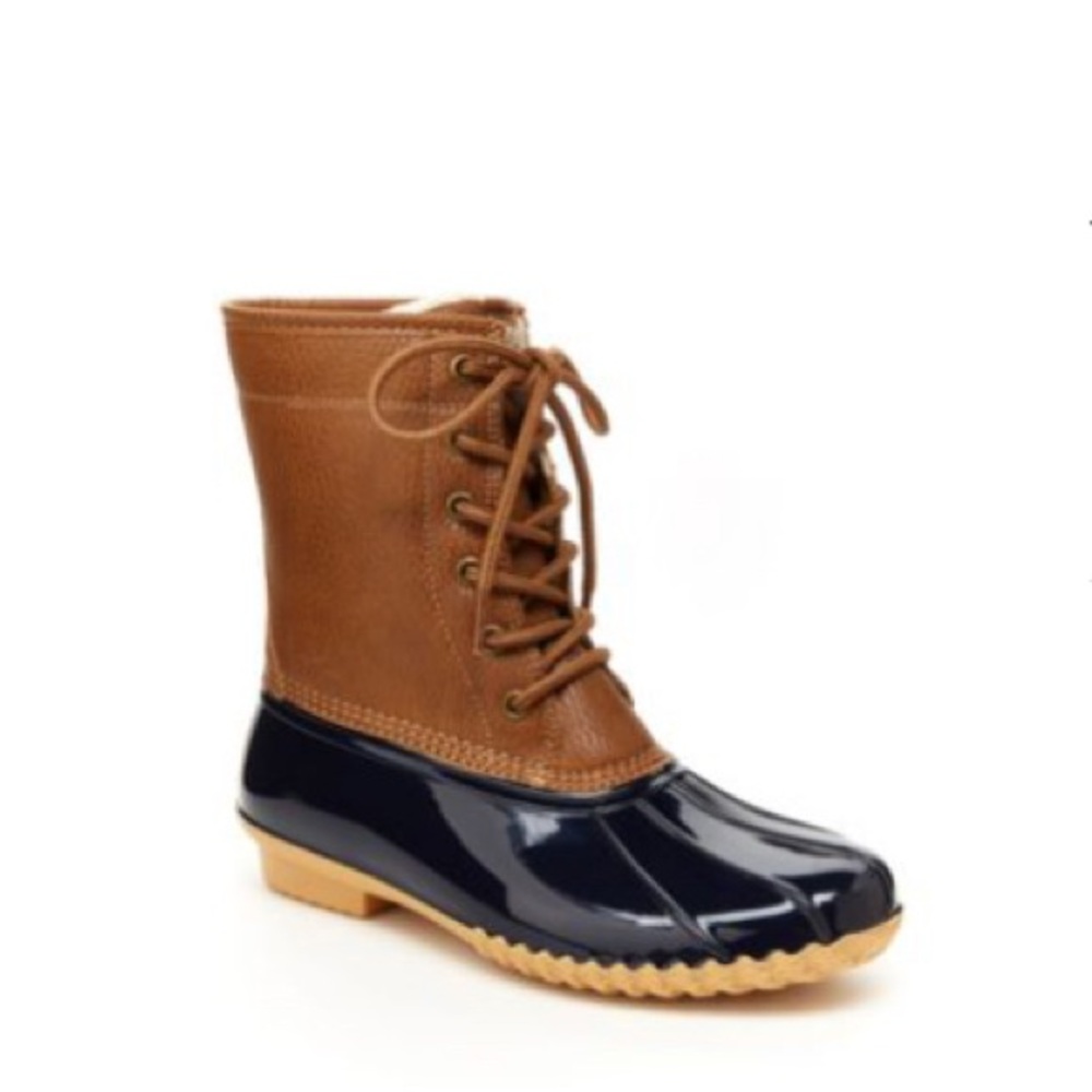 JBU Women's Brown and Navy Duck Boots